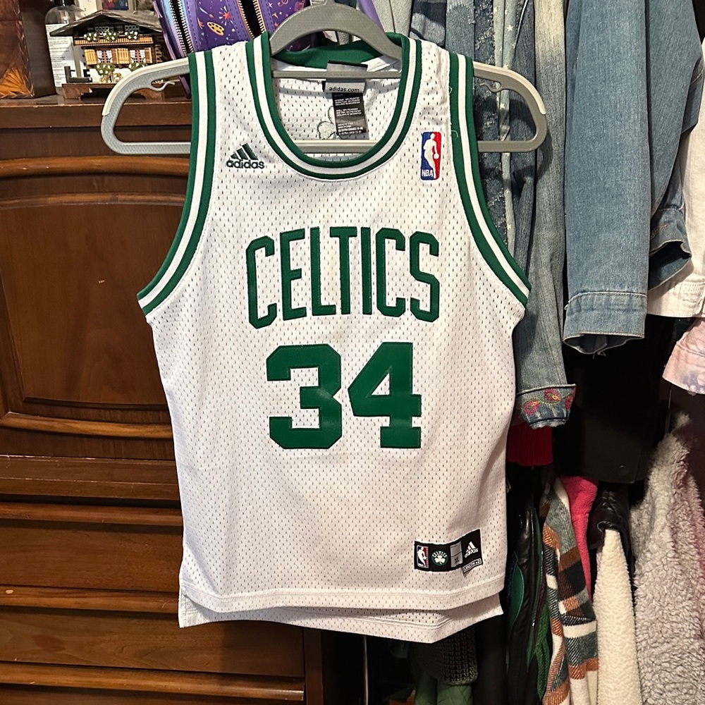 Adidas White and Green Celtics Jersey
